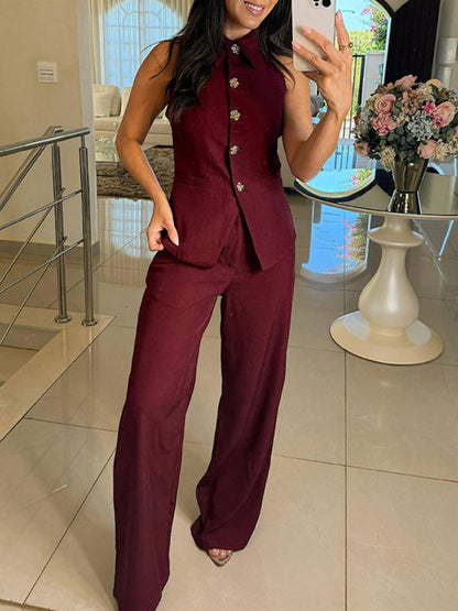 High Neck Button Vest Top