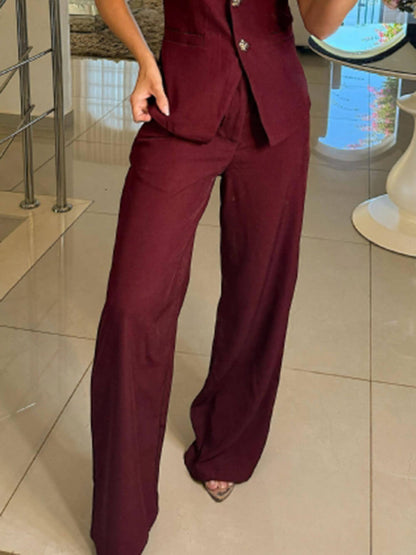 High Neck Button Vest Top