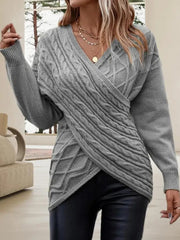 V-Neck Solid Color Knitted Pullover