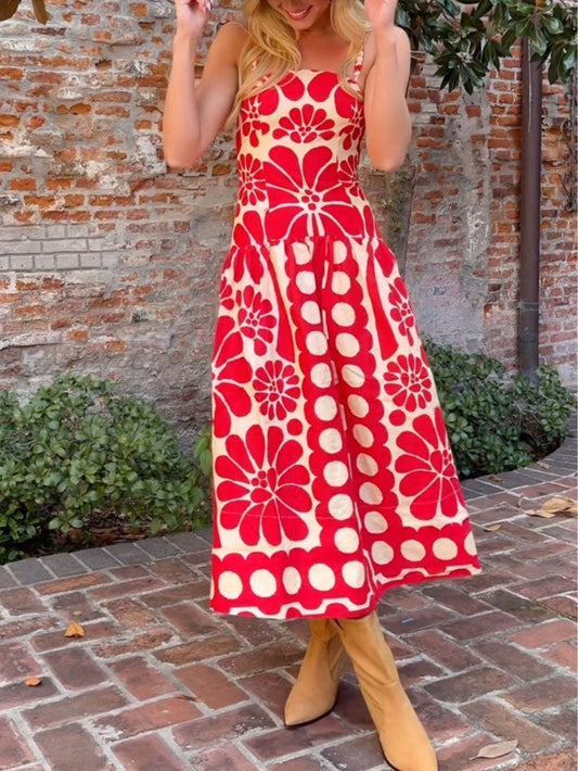 Red Open Back Sleeveless Dress