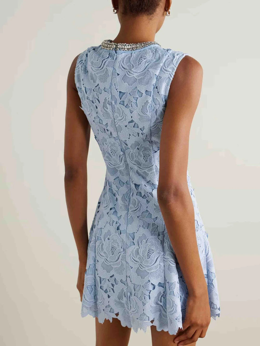 Elegant Lace Embroidered A-Line Dress