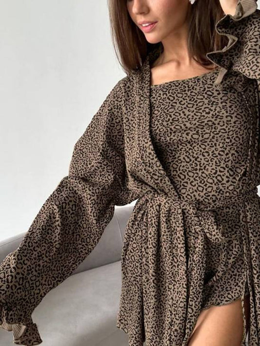 Leopard Ruffled Cami Shorts Set