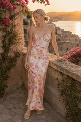 Printed Open Back Cami Ruched Vacation Dress
