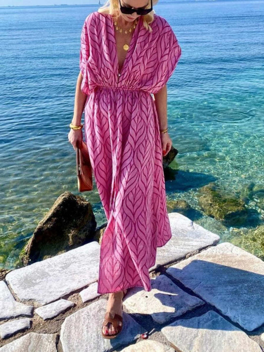 Deep V Neck Sleeveless Slit Dress