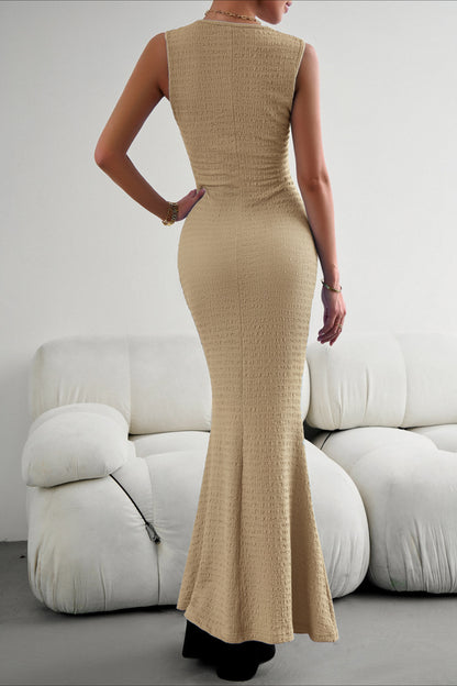 Elegant Lace Hook Open Back Asymmetric Hem Flared Waist Dress