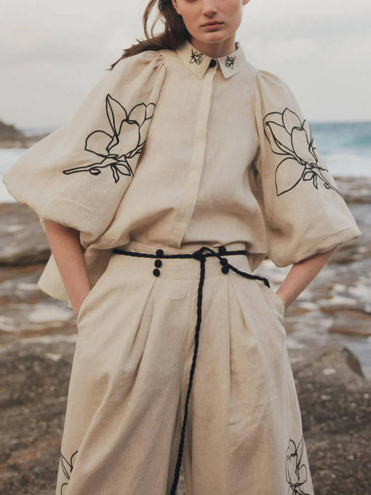 Retro Countryside Print Blouse