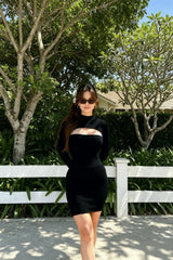 DressBetty - 2024 Elegant White Hollow Knitted Bodycon Short Dress Cut Out Dresses