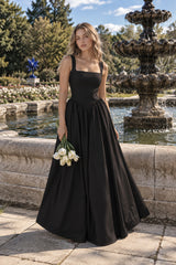 Solid Color A Line Slip Prom Dress