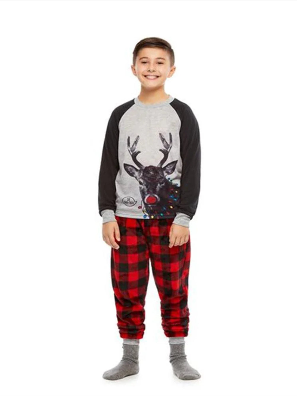 Plaid Deer Print Christmas Family Pajama Set