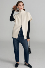 Dual Zip Turtleneck Knit Top