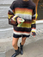 Colorblock Striped Knit Sweater