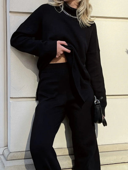 Turtleneck Sweater with Side Slit