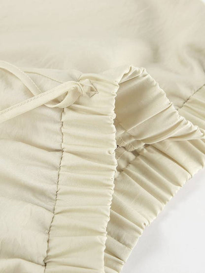 Ruffled V-Neck Top & Shorts Set