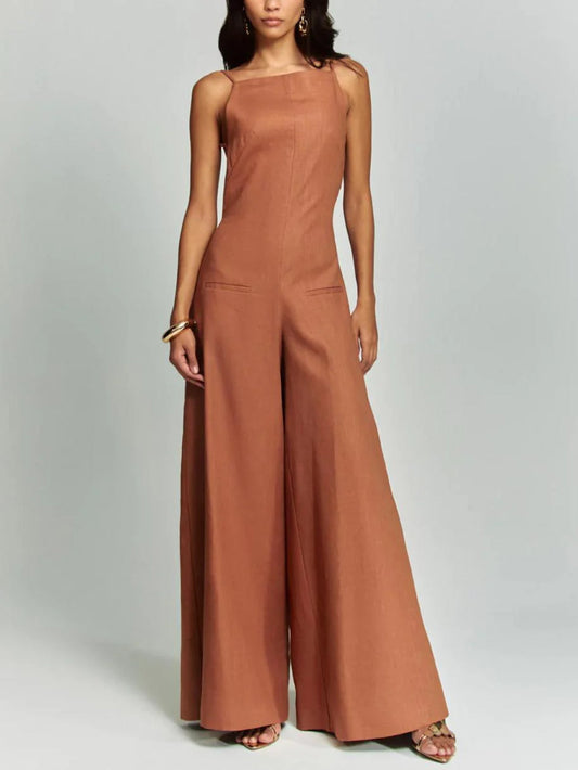 Casual Wide Leg Strap Jumpsuit