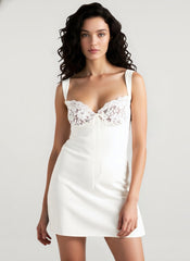Backless Lace Panel A-line Cocktail Dress