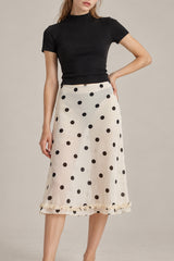 Sheer Polka Dot Casual High Waist Skirt