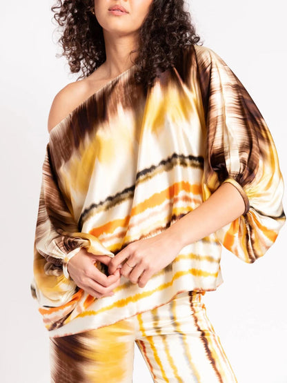 Satin Gradient Stripe Print Set