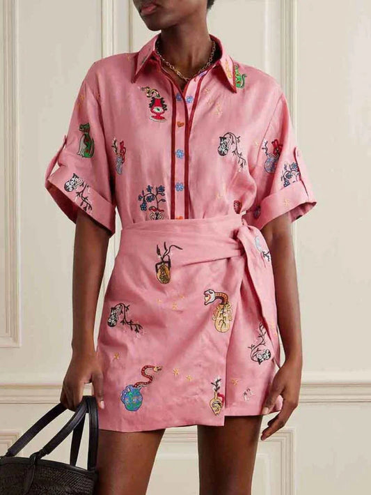 Printed Shirt Collar Set