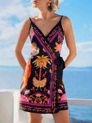 V-neck Lace-Up Sling Dress