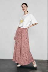 DressBetty - Vintage Floral Print A-line Pleated Streetwear Drawstring Midi Skirt