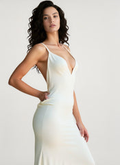 Solid Cowl Neck Backless Lace Patchwork Maxi Dress