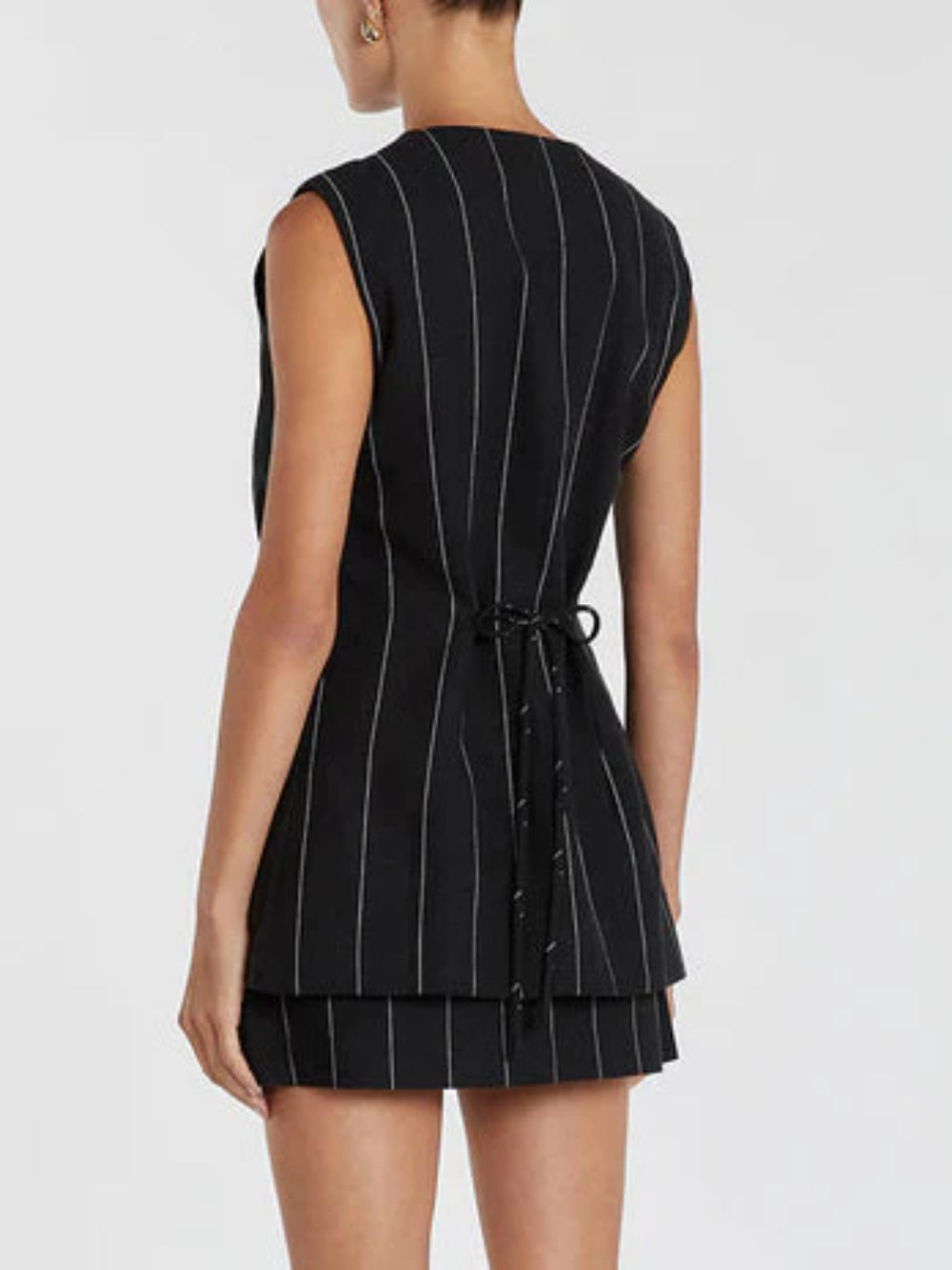 Lace-Up Striped Knit Tank Top