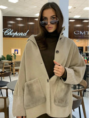 Knitted Faux Fur Patchwork Coat