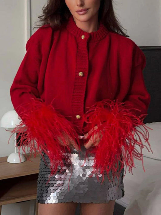 Casual Feather Splice Sweater