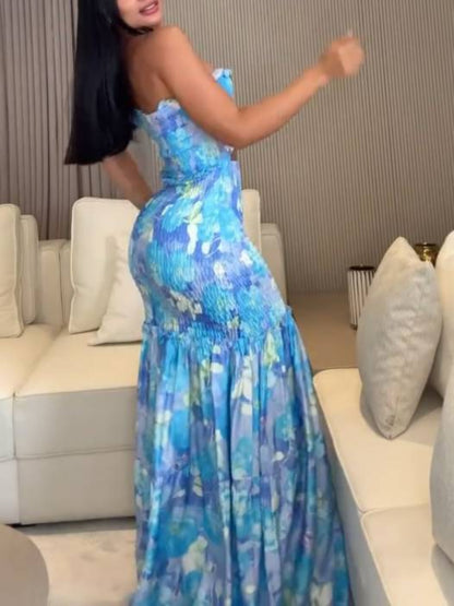 Halter Neck Floral Casual Dress