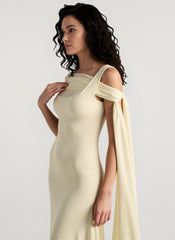 Elegant Solid Sash Shawl Cami Maxi Dress