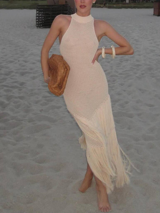 Knitted Tassel Hem Mini Dress