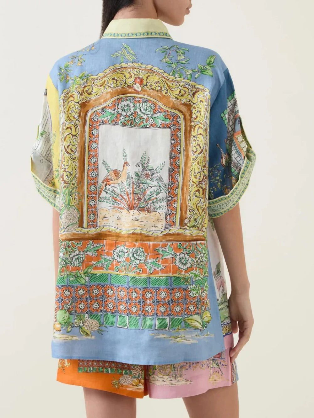 Button Detail Print Shorts Set