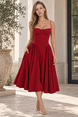 Elegant Vintage Cami Bodycon Midi Dress