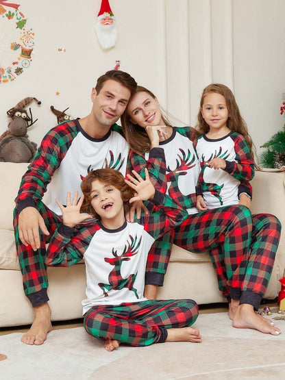 Christmas Checkered Deer Family Pajama Set