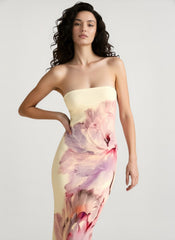 Sexy Bandeau Mermaid Floral Print Maxi Dress