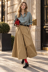 Loose Khaki Maxi Skirt