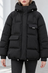 Cropped Insulated Cargo Puffer Jacket
