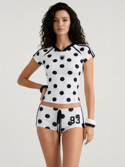 Number Print Fitted Tee Two Pieces Set