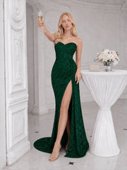 Strapless Split Maxi Party Dress
