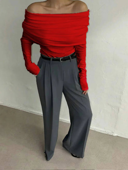 Ribbed One-Shoulder Sweater