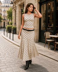 Polka Dot Ruched Maxi Two Pieces Set