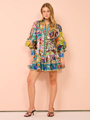 Casual Graffiti Evergreen Print Mini Dress