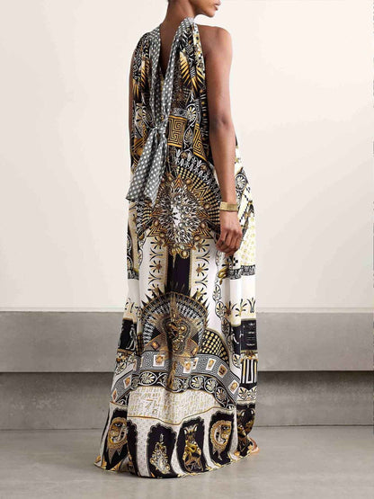 Vintage Sweet Waist-Cinched Maxi Dress