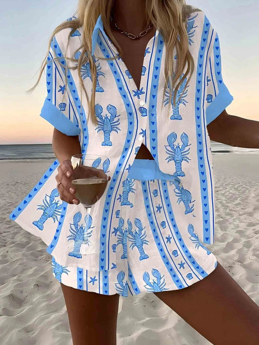 Lobster Print Shorts Set
