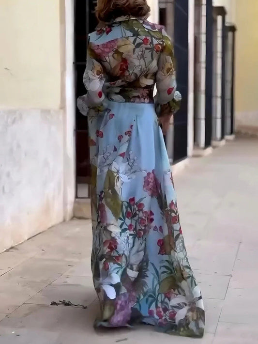 Watercolor Floral Print Shirt Set