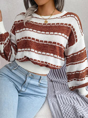 Striped O-Neck Knit Sweater