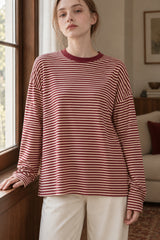Stripe Drop Relaxed Long-Sleeve Tee