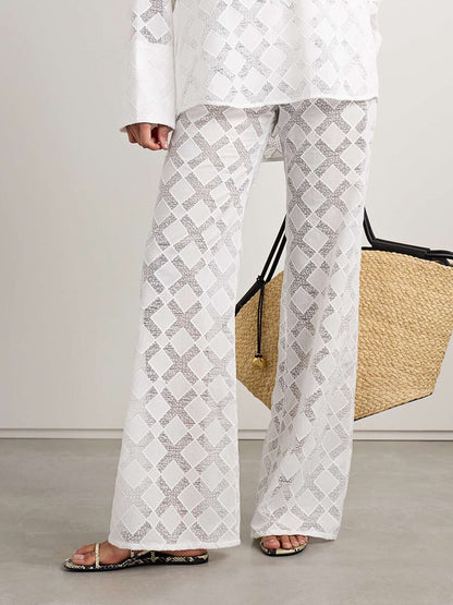 Lace Detail Wide-Leg Pants