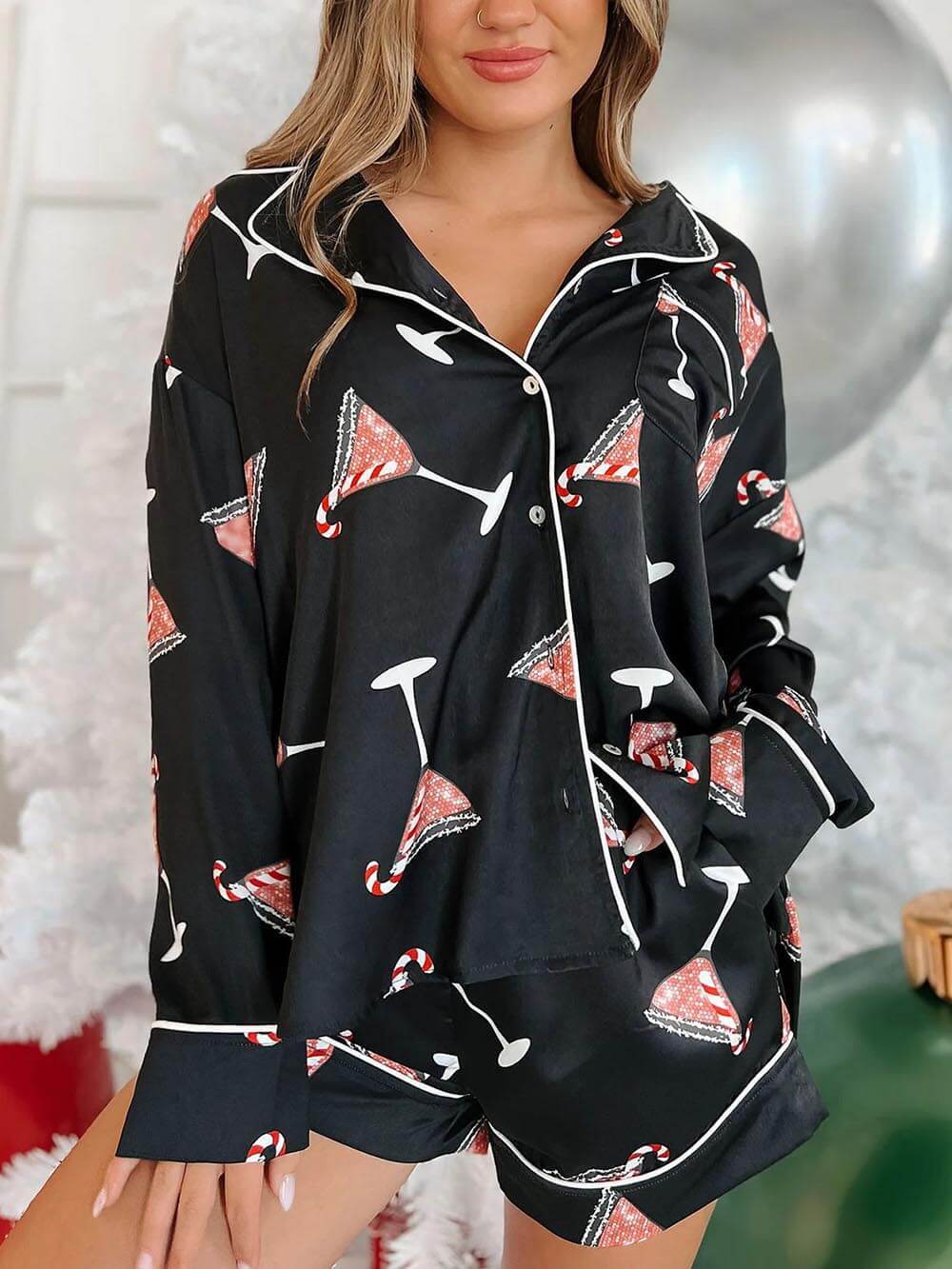 Christmas Satin Print Pajama Set
