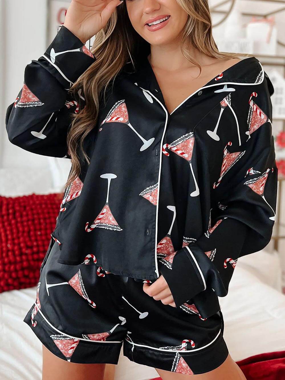 Christmas Satin Print Pajama Set
